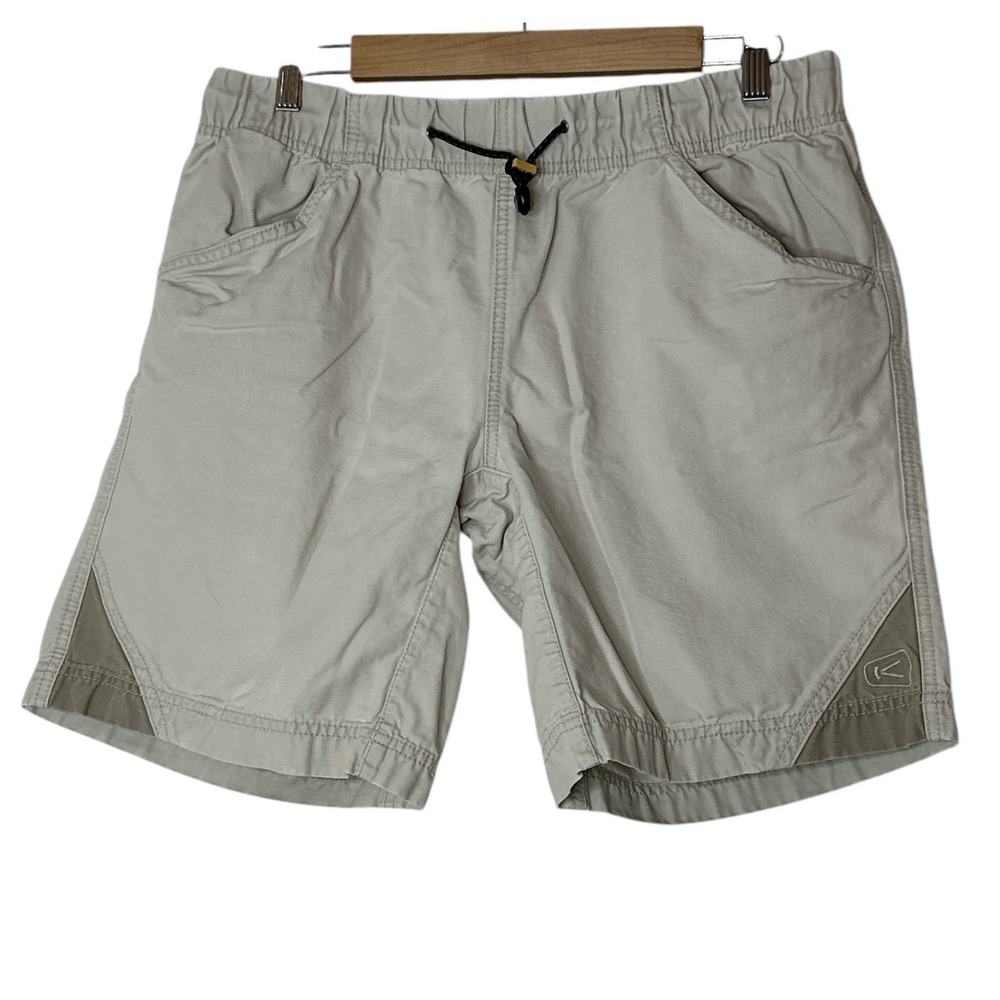 KEEN Shorts Men Large Beige 100% Cotton Zip Pocket Hiking Outdoor Pull‎ On